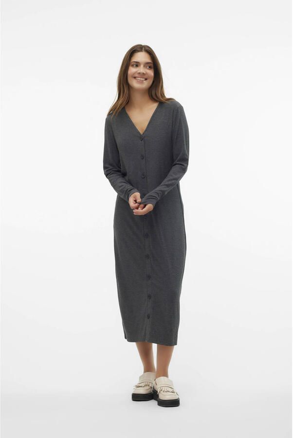 Mamalicious zwangerschapsjurk MLELLY grijs Dames Polyester V-hals Effen XXL