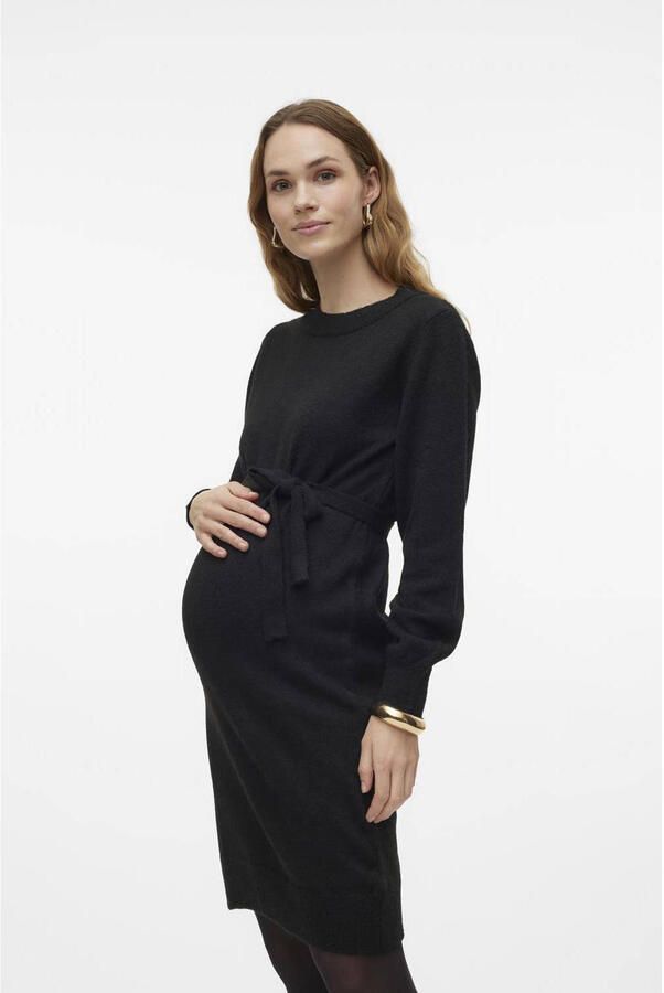 Mamalicious zwangerschapsjurk MLNEWANNE Zwart Dames Polyester Ronde hals XXL