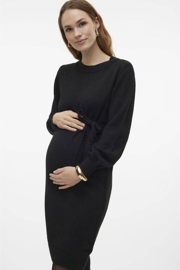 Mamalicious zwangerschapsjurk MLNEWANNE Zwart Dames Polyester Ronde hals XXL