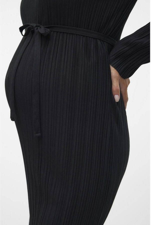 Mamalicious zwangerschapsjurk MLNOELA zwart Dames Polyester V-hals Effen XXL