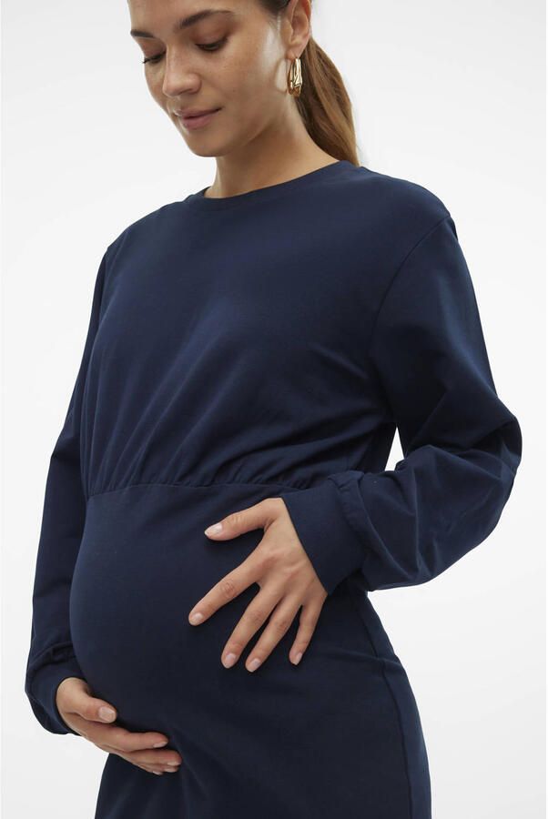 Mamalicious zwangerschapsjurk MLSINE donkerblauw Dames Katoen Ronde hals XXL - Foto 3