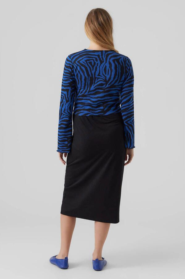 Mamalicious zwangerschapstop MLZILLE met all over print blauw zwart Dames Viscose Ronde hals XL - Foto 3