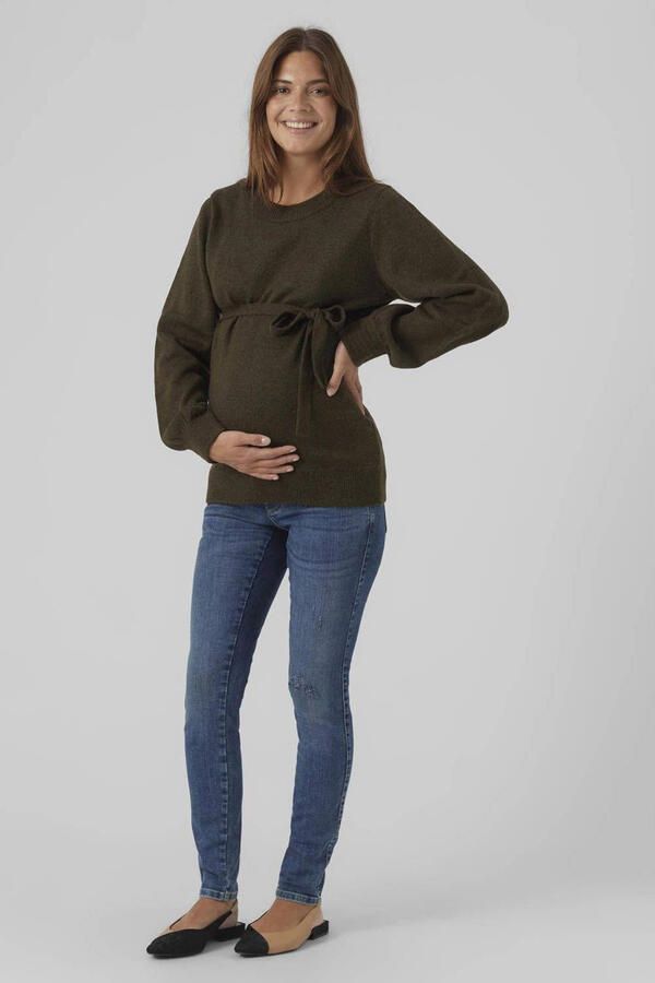 Mamalicious zwangerschapstrui MLNEWANNE van polyester donkergroen Effen XL - Foto 4