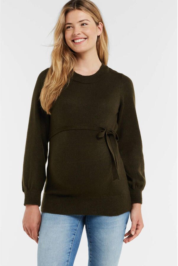 Mamalicious zwangerschapstrui MLNEWANNE van polyester donkergroen Effen XL