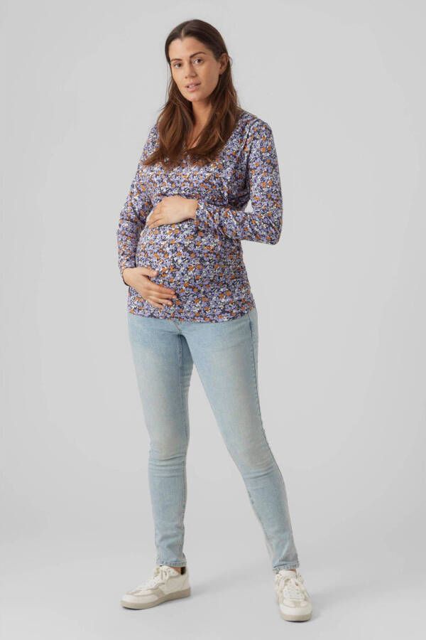Mamalicious slim fit zwangerschapsjeans MLINA light blue denim Blauw Dames Stretchdenim 26-32