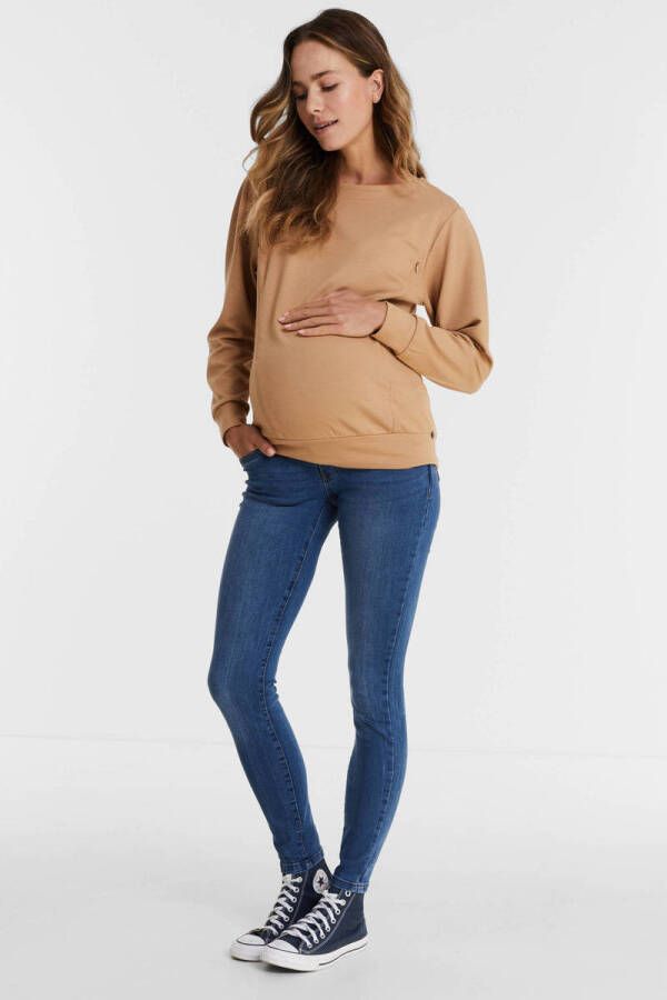 Mamalicious slim fit zwangerschapsjeans MLMILA medium blue denim Blauw Dames Stretchdenim XL