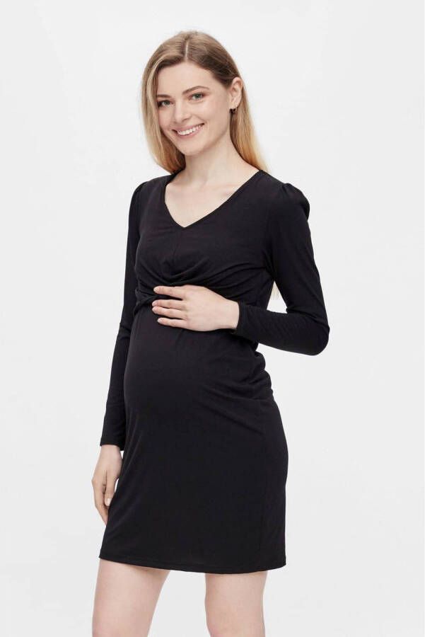 Mamalicious zwangerschaps- en voedingsjurk MLMACY van gerecycled polyester zwart XL