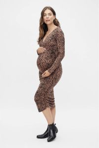 MAMALICIOUS zwangerschaps- en voedingsjurk MLSIGGI met zebraprint bruin zwart