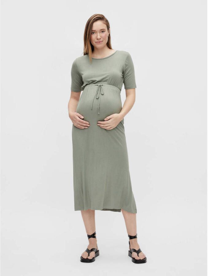 Mamalicious zwangerschapsjurk Alison groen Dames Viscose Ronde hals S