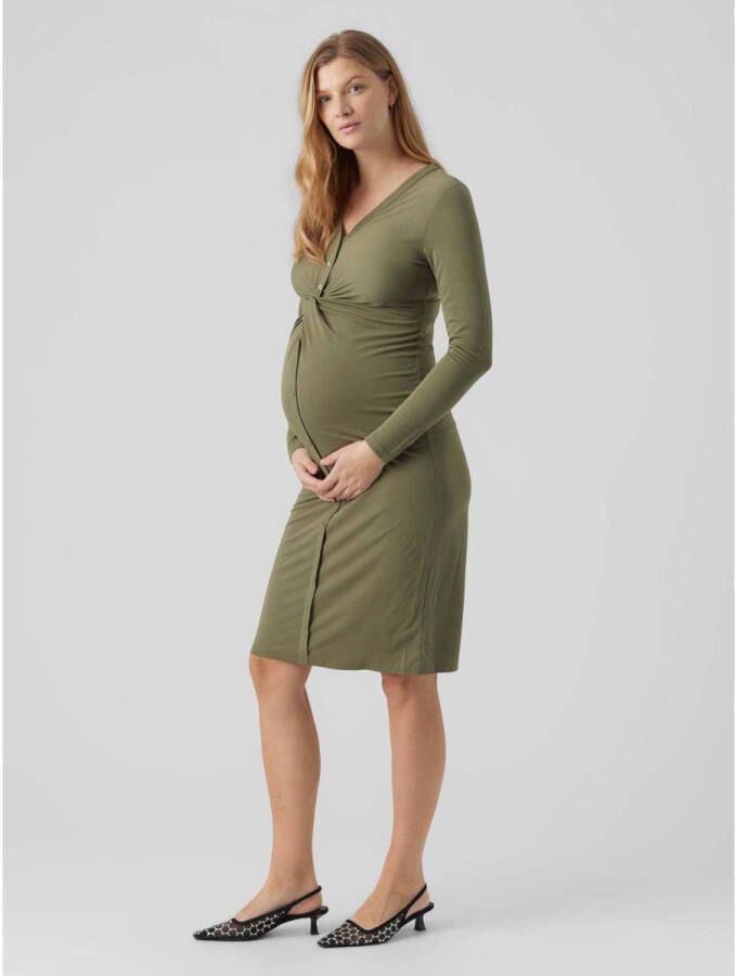 Mamalicious zwangerschapsjurk MLBEA groen Dames Viscose V-hals Effen XL - Foto 2