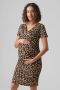 Mamalicious zwangerschapsjurk MLMEJU met panterprint bruin zwart wit Dames Polyester Ronde hals M - Thumbnail 1