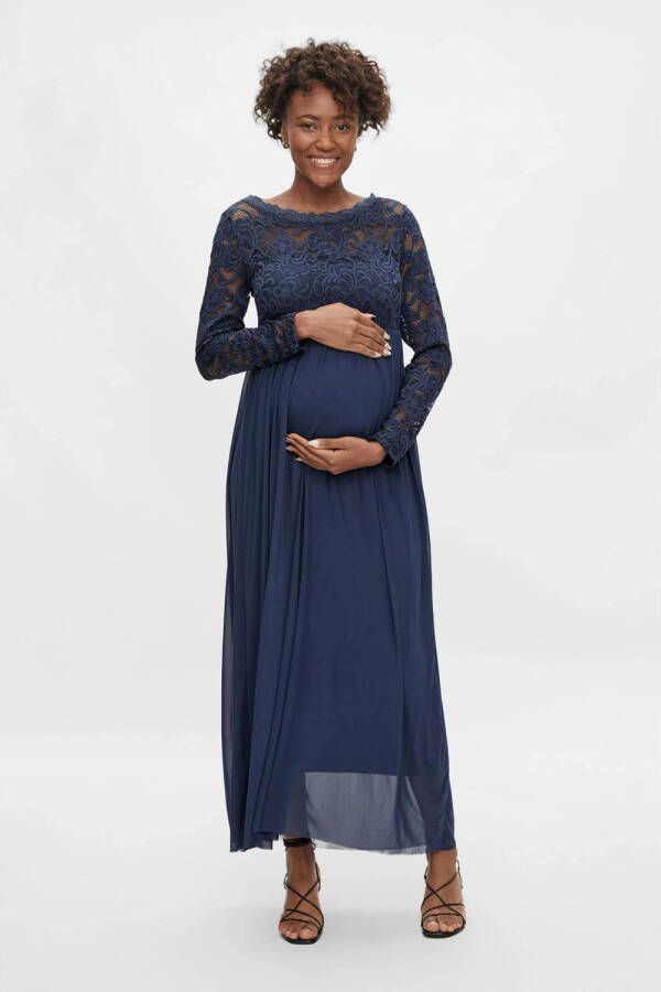 MAMALICIOUS zwangerschapsjurk MLMIVANA met kant donkerblauw