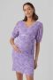 Mamalicious zwangerschapsjurk MLMIVANA met kant lila Paars Dames Katoen V-hals XL - Thumbnail 1