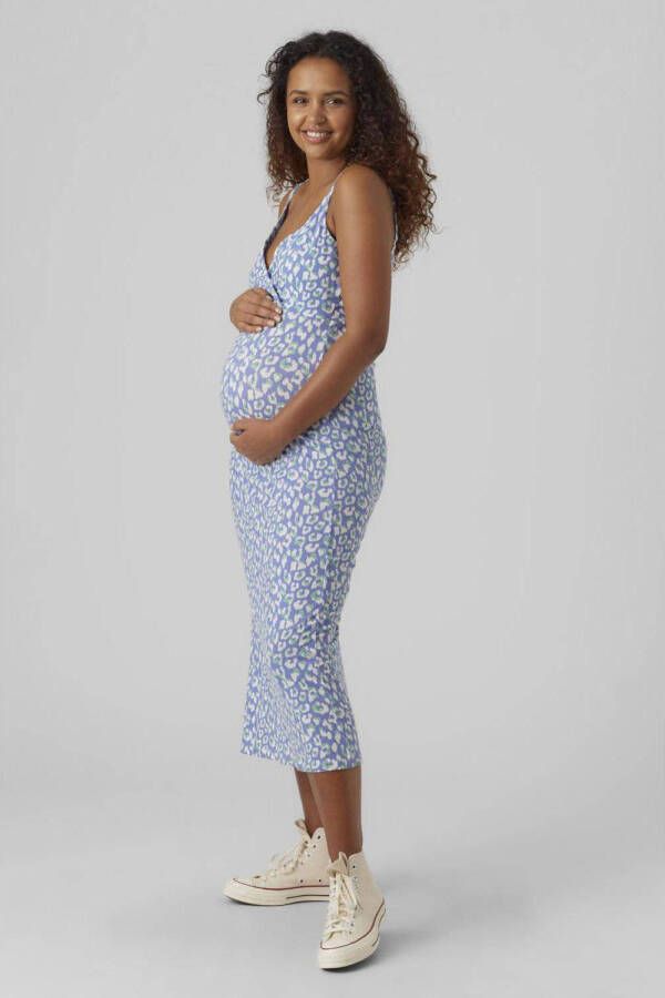 Mamalicious zwangerschapsjurk MLVERGARA lichtblauw Dames Viscose Ronde hals XL