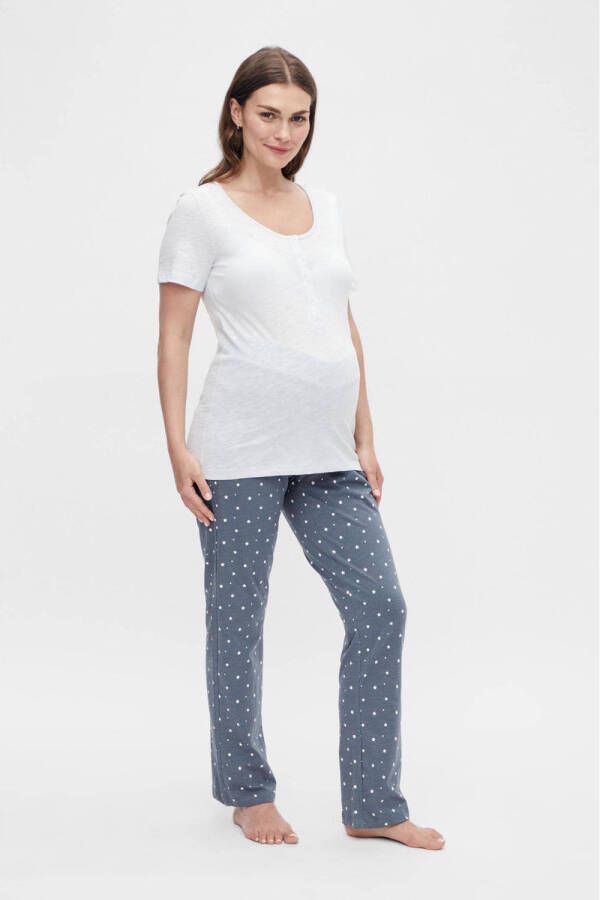 Mamalicious Zwangerschapspyjama met korte drukknoopsluiting model 'MIRA STAR'