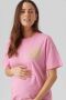 Mamalicious zwangerschapsshirt MLFERIDA met biologisch katoen roze T-shirt XL - Thumbnail 1