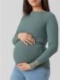 Mamalicious zwangerschapstop MLTRINITY met kant groen Dames Viscose Boothals XL - Thumbnail 1