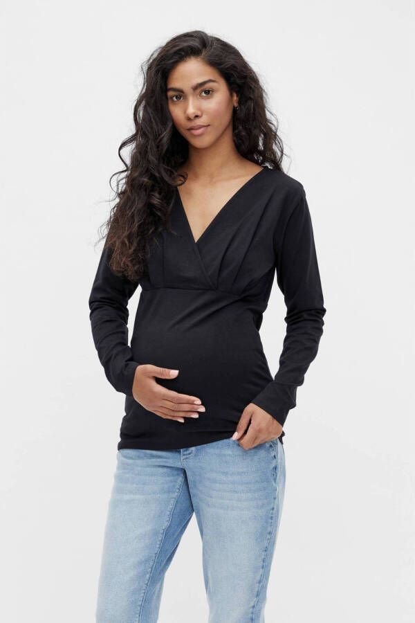 Mamalicious Zwangerschapsshirt met lange mouwen in wikkellook model 'Emma' in een set van 2 stuks