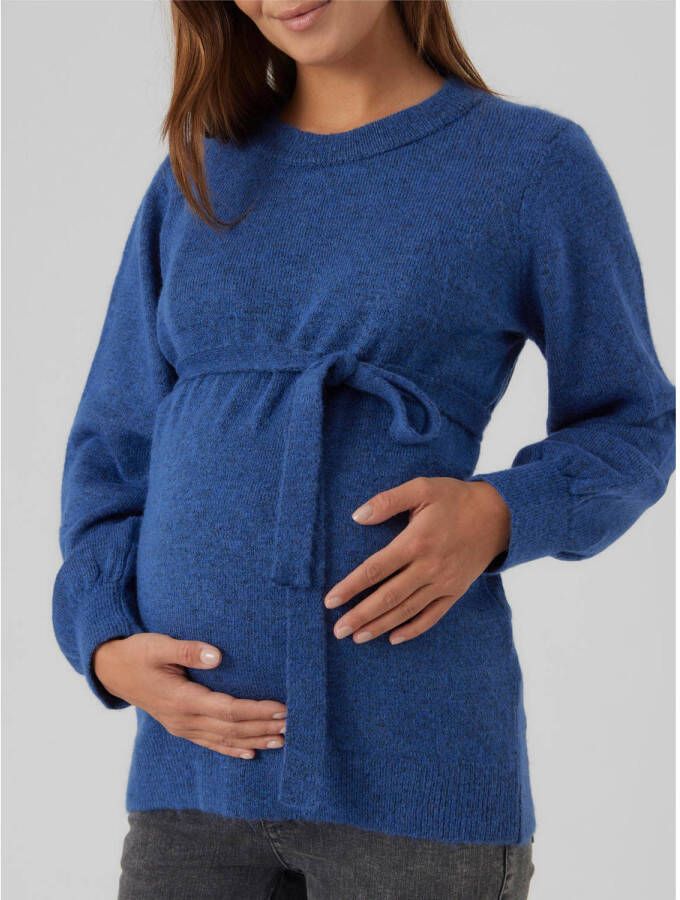 Mamalicious zwangerschapstrui MLNEWANNE blauw Dames Acryl Ronde hals XL