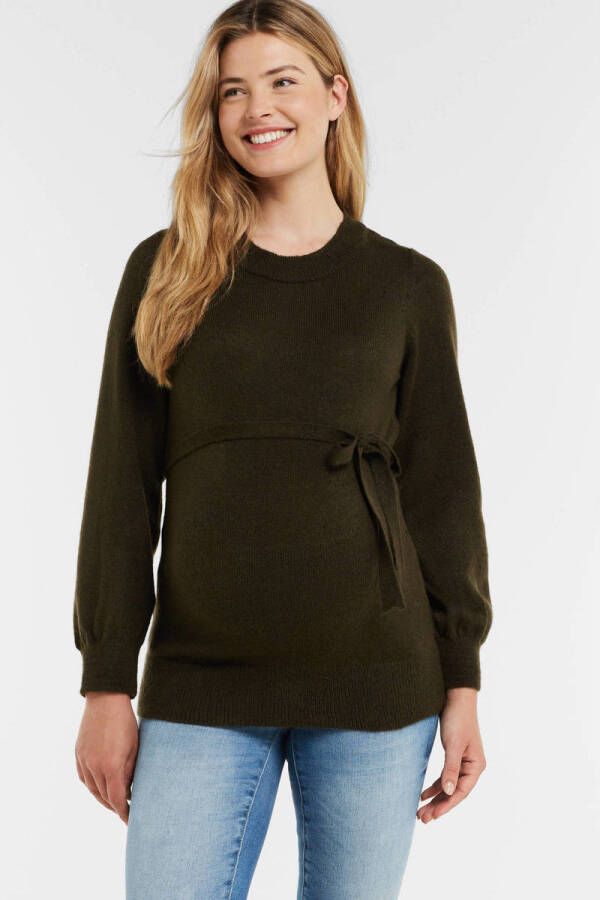 Mamalicious zwangerschapstrui MLNEWANNE van polyester donkergroen Effen XL