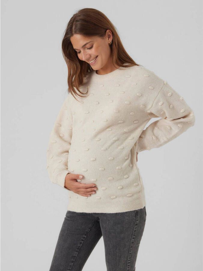 Mamalicious zwangerschapstrui MLROBIN wit Dames Acryl Ronde hals Effen XXL