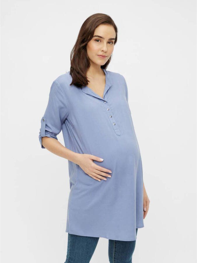 MAMALICIOUS zwangerschapstuniek MLMERCY met ceintuur lichtblauw Dames Viscose Ronde hals maat S - Foto 2