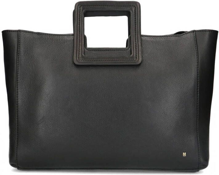 Manfield leren shopper zwart