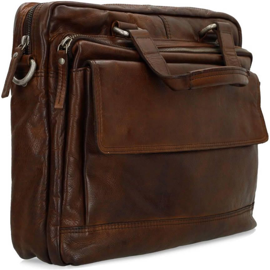 field 16 inch leren laptoptas donkerbruin - Foto 3