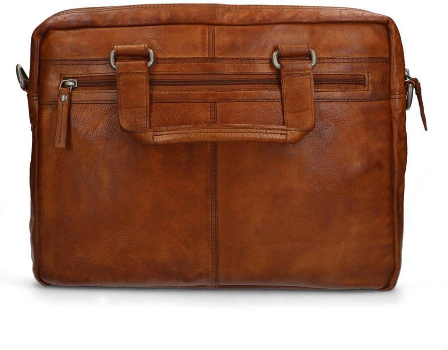 field 16 inch leren laptoptas cognac - Foto 2