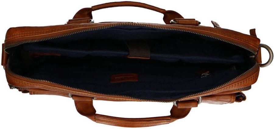 field 16 inch leren laptoptas cognac - Foto 3