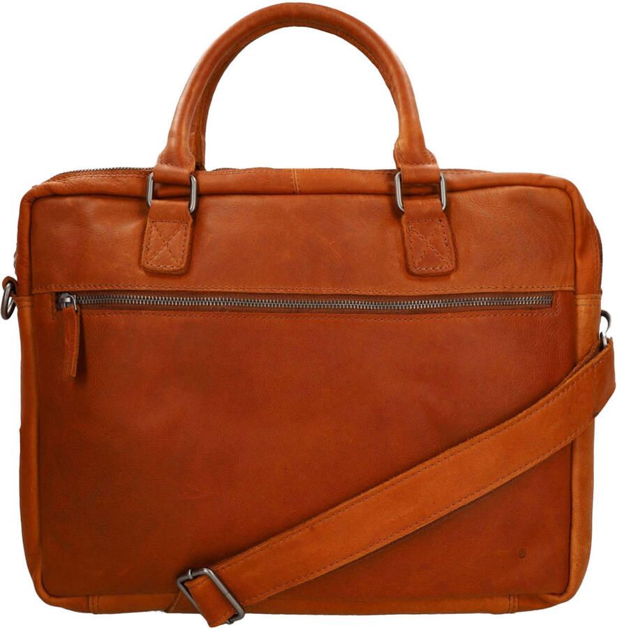 field 16 inch leren laptoptas cognac