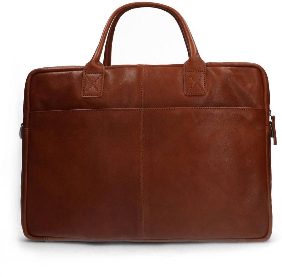 Manfield 17 inch leren laptoptas cognac - Foto 2