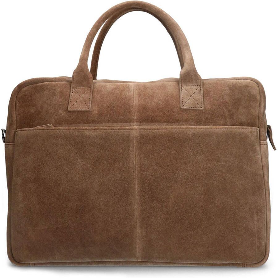 field 17 inch suede laptoptas taupe