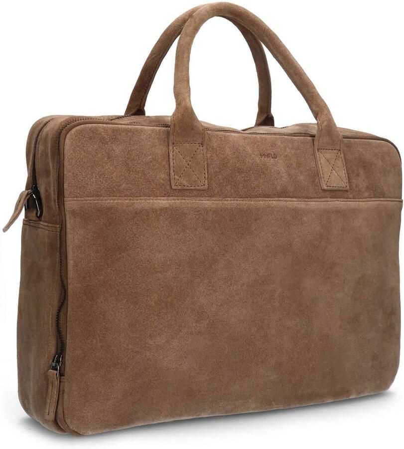 field 17 inch suede laptoptas taupe - Foto 3