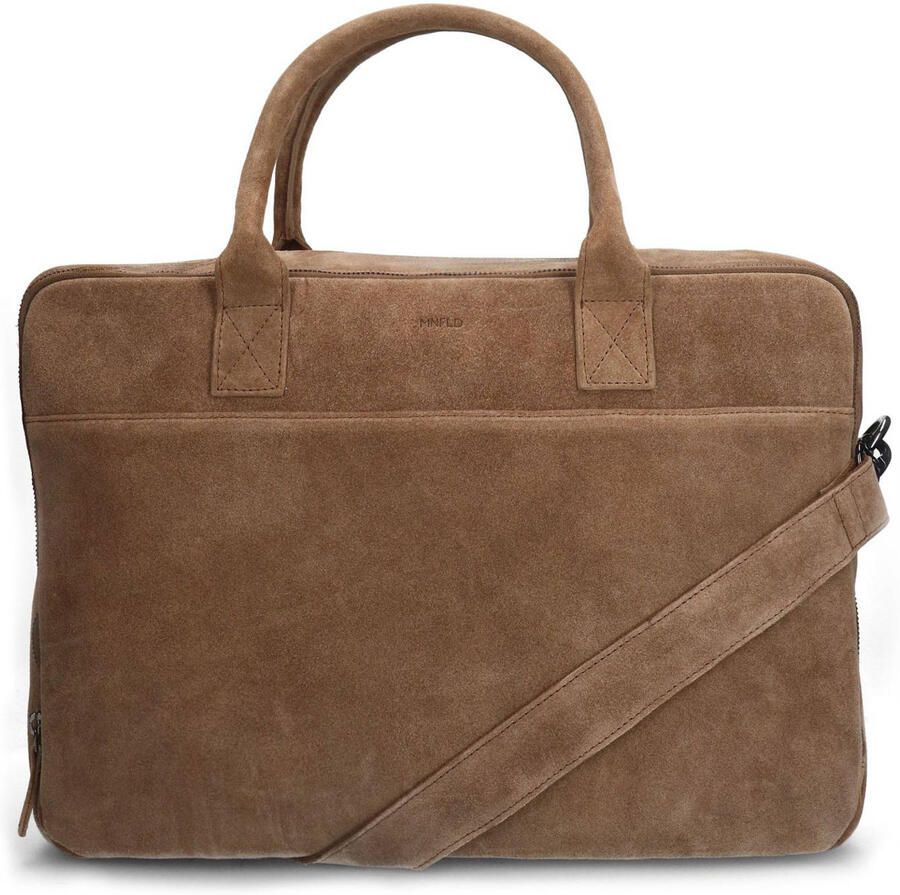 field 17 inch suede laptoptas taupe - Foto 2