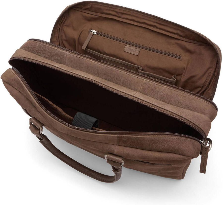 field 18 inch leren laptoptas bruin - Foto 2
