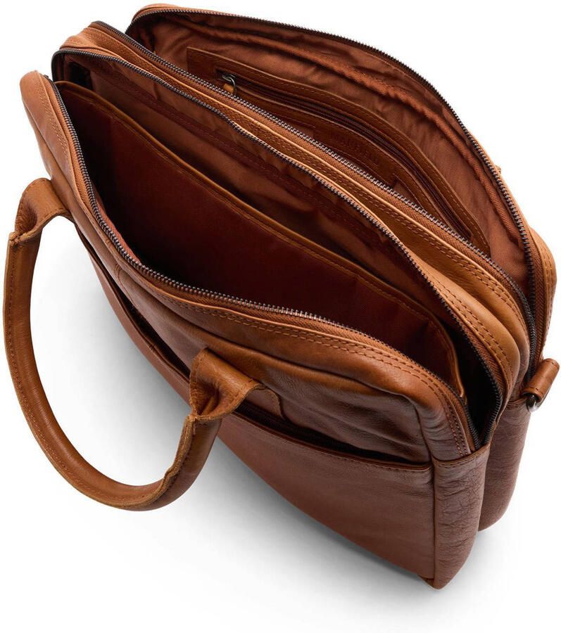 Manfield 18 inch leren laptoptas cognac - Foto 3