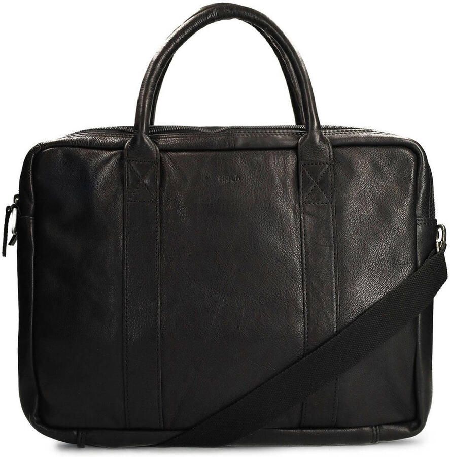 Manfield 18 inch leren laptoptas zwart