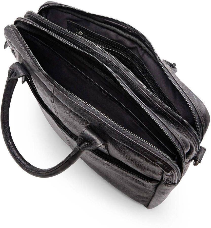 Manfield 18 inch leren laptoptas zwart - Foto 2