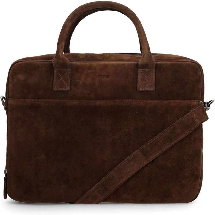 field 18.5 inch suède laptoptas donkerbruin