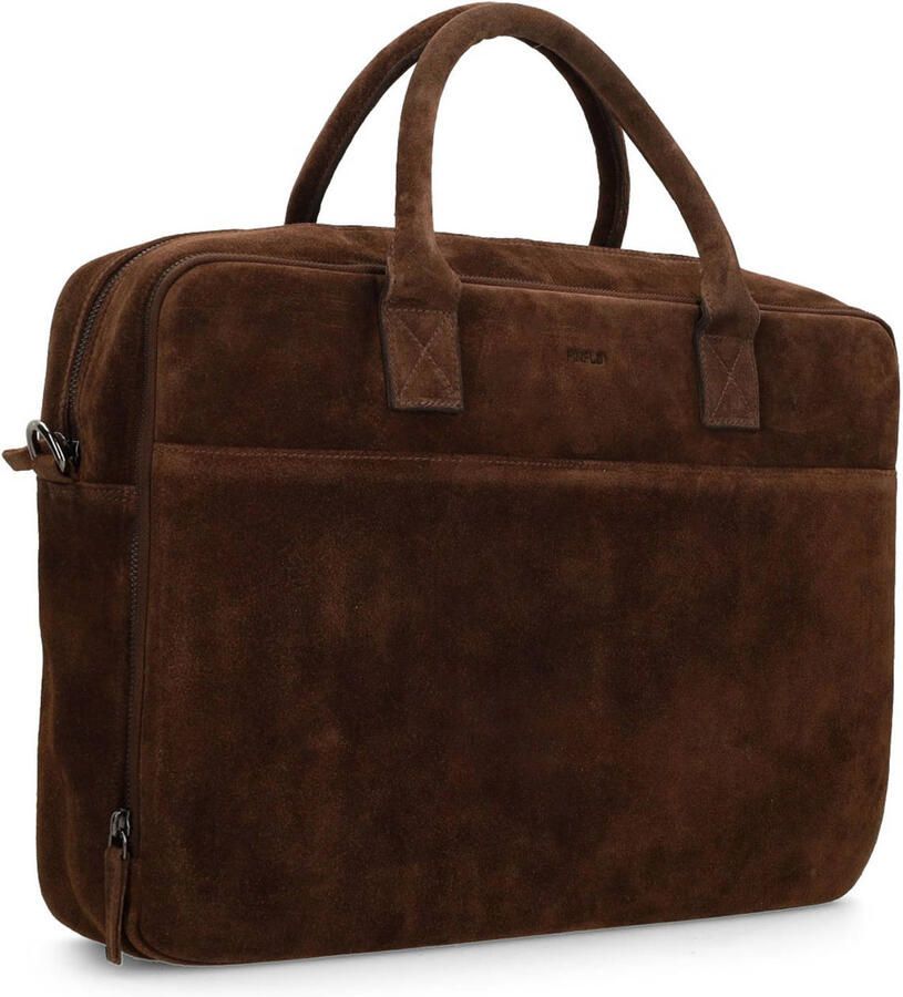 field 18.5 inch suède laptoptas donkerbruin - Foto 3