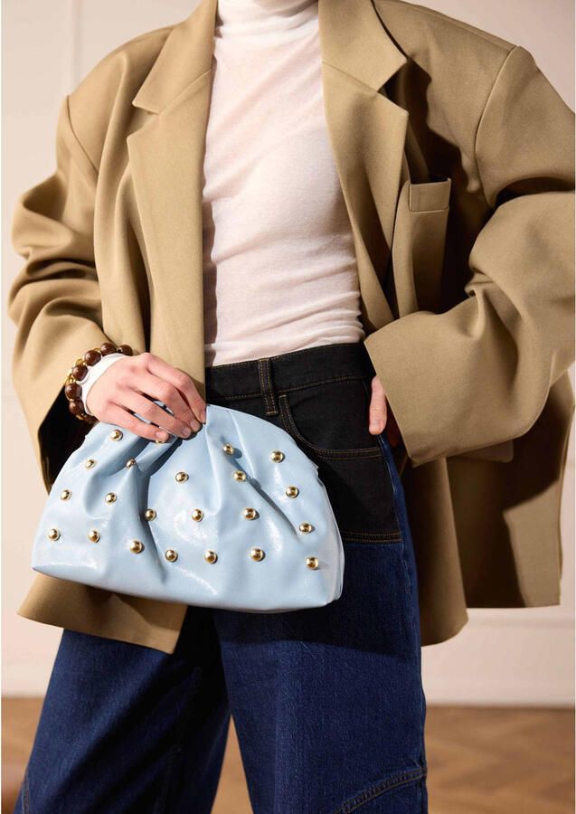 Manfield clutch met studs lichtblauw - Foto 3