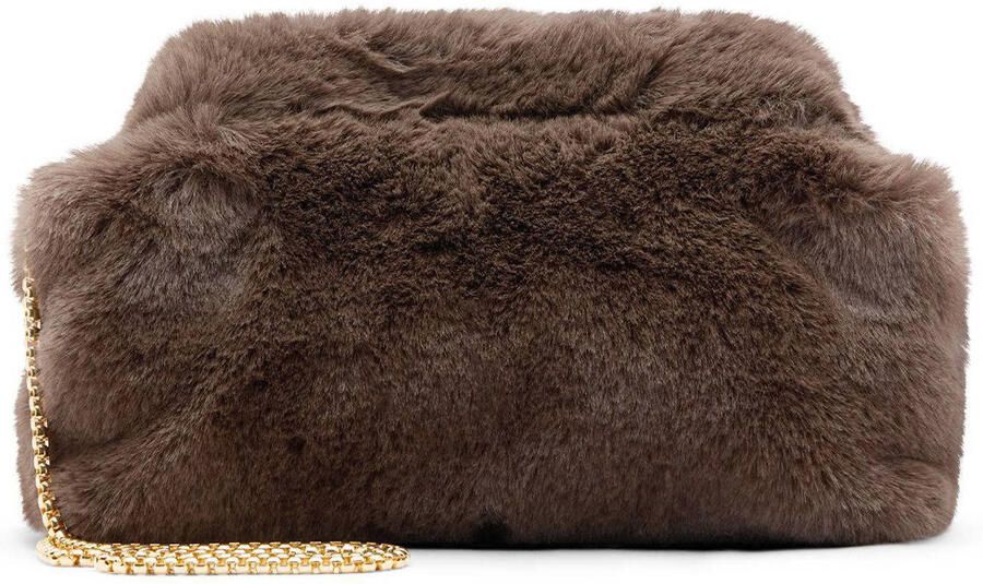 Manfield clutch van imitatiebont bruin