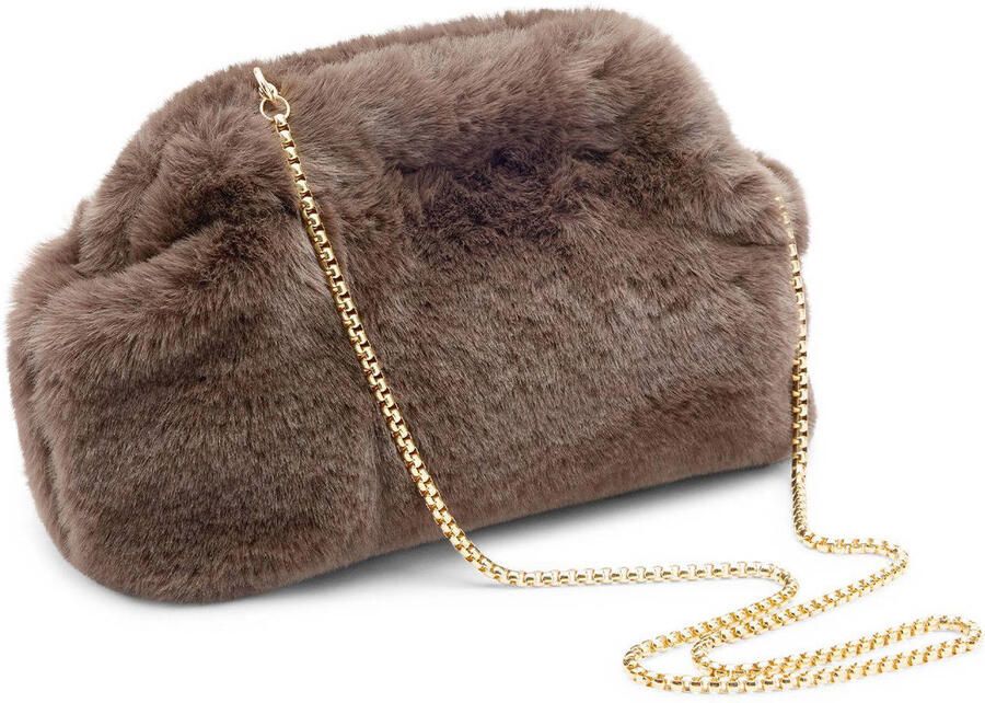 Manfield clutch van imitatiebont bruin - Foto 2