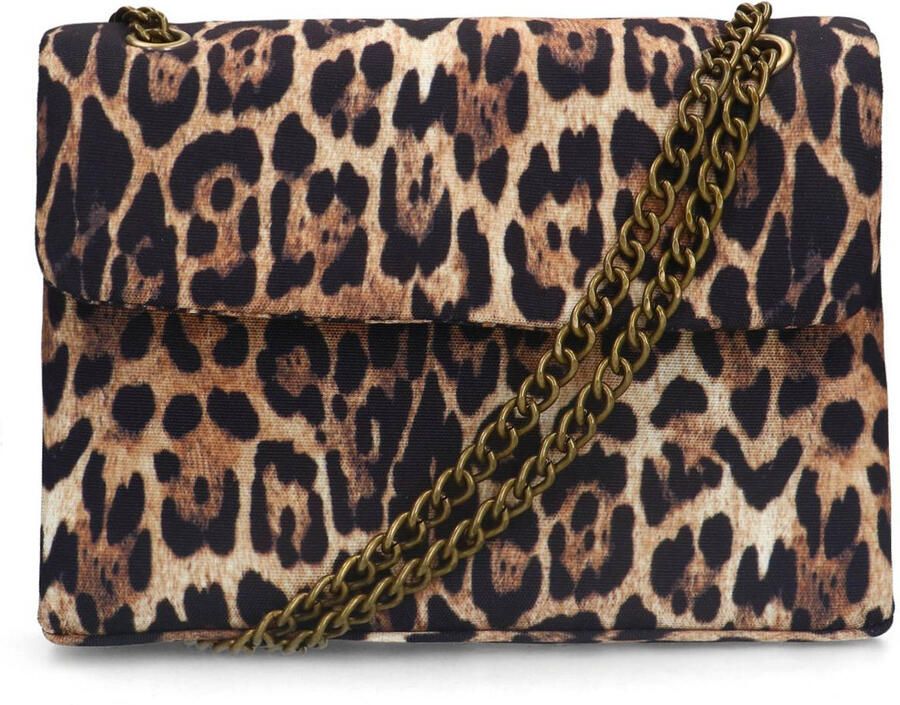 Manfield crossbody tas met panterprint bruin