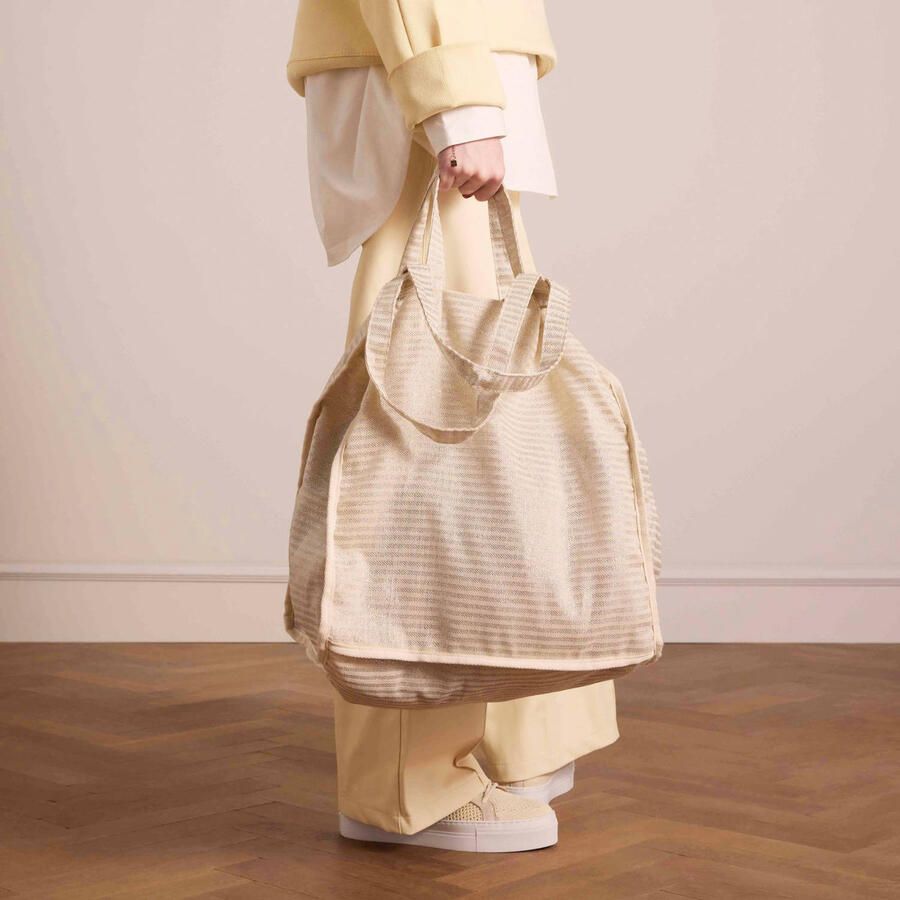 Manfield gestreepte shopper beige - Foto 3