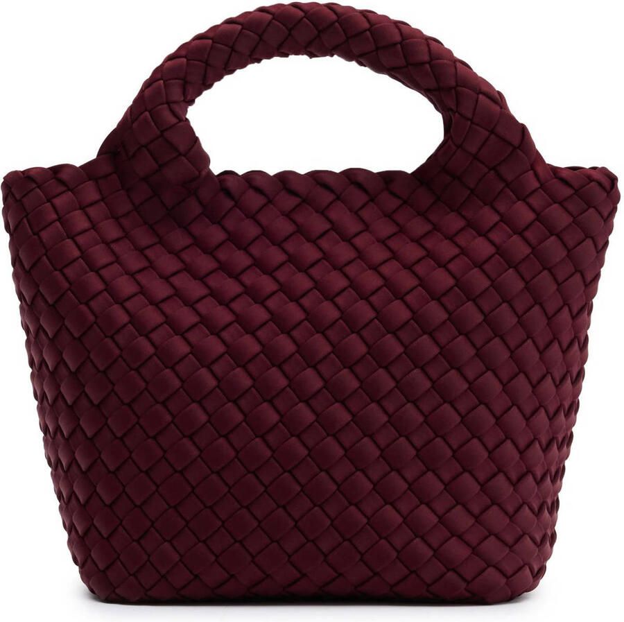 Manfield gevlochten mini handtas bordeauxrood