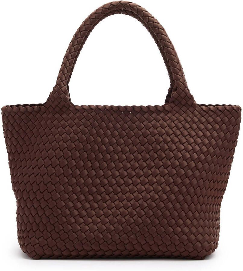 Manfield gevlochten shopper donkerbruin