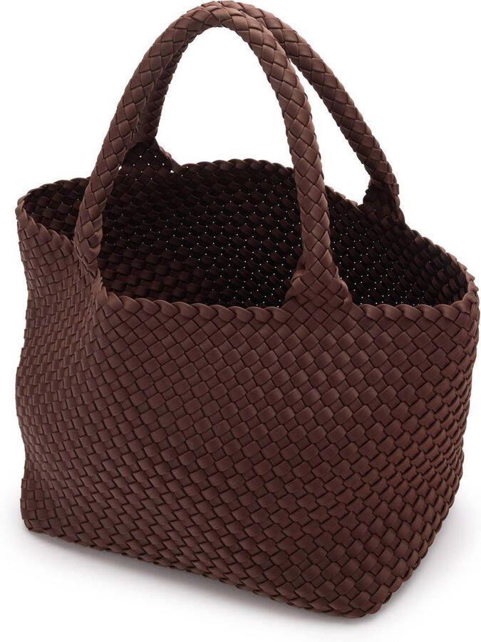 Manfield gevlochten shopper donkerbruin - Foto 3