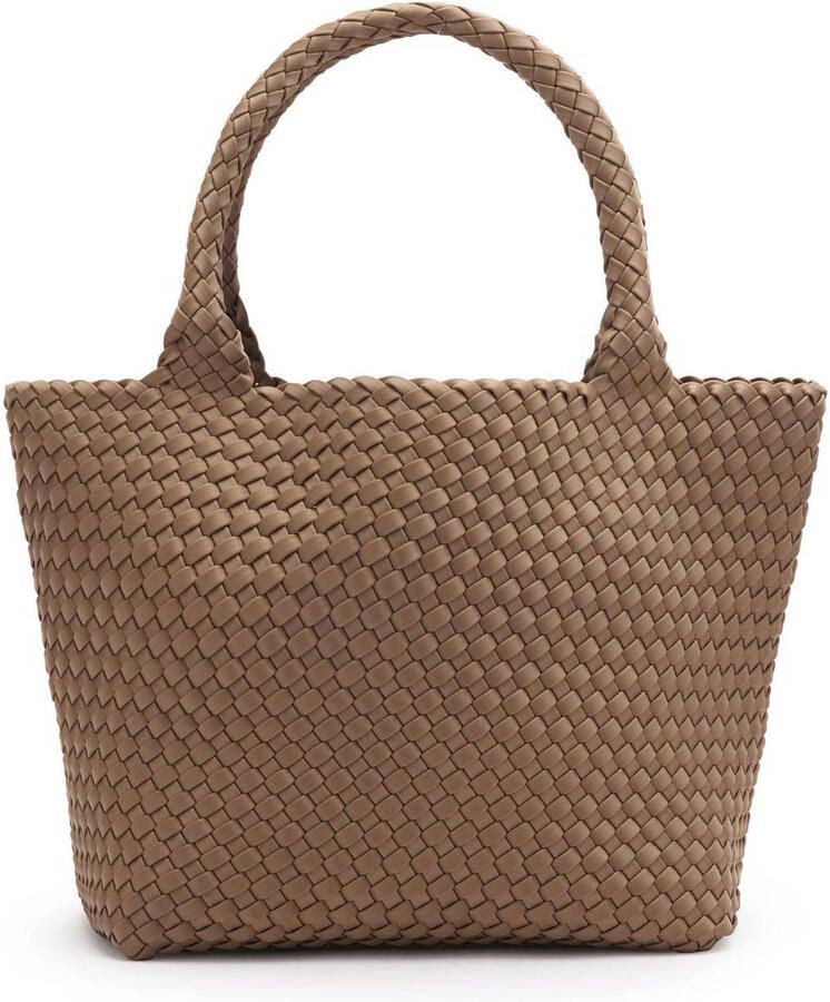 Manfield gevlochten shopper taupe